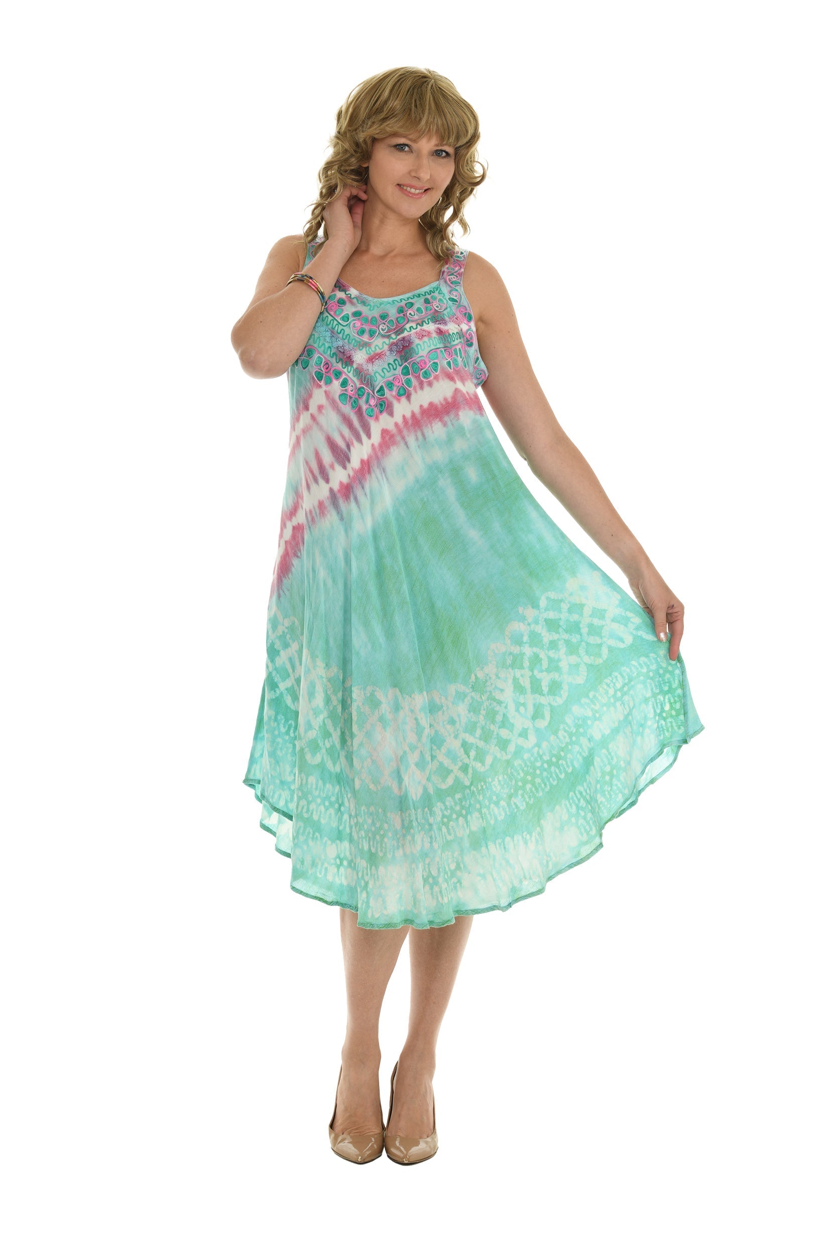 Tie Dye Sleeveless Midi Dress 2X / Black