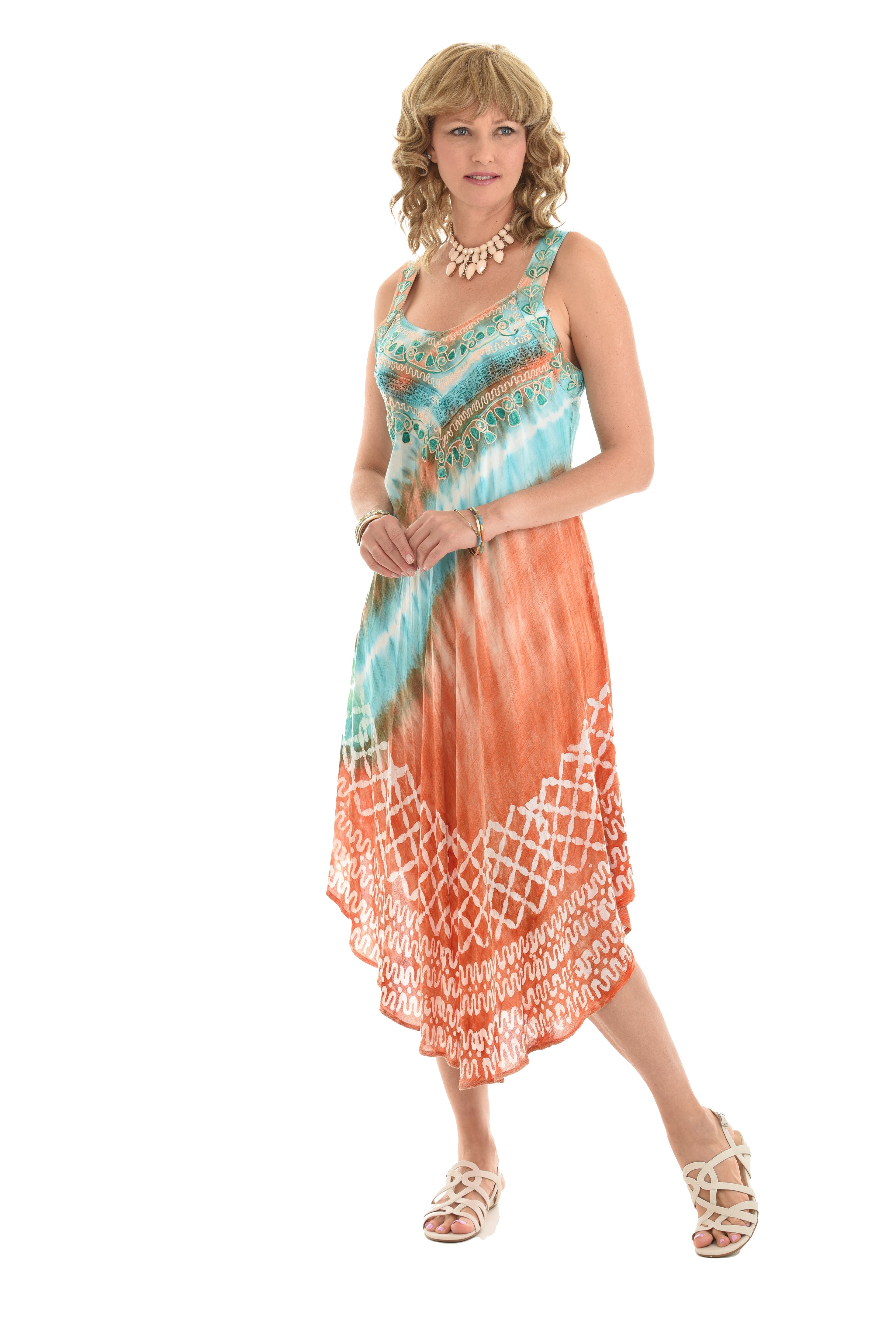 Tie Dye Sleeveless Midi Dress - Shoreline Wear, Inc.