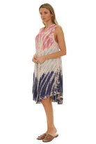 Tri-Colors Tie-Dye With Button up Rayon Sundress - Shoreline Wear, Inc.