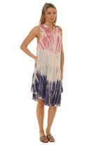 Tri-Colors Tie-Dye With Button up Rayon Sundress - Shoreline Wear, Inc.