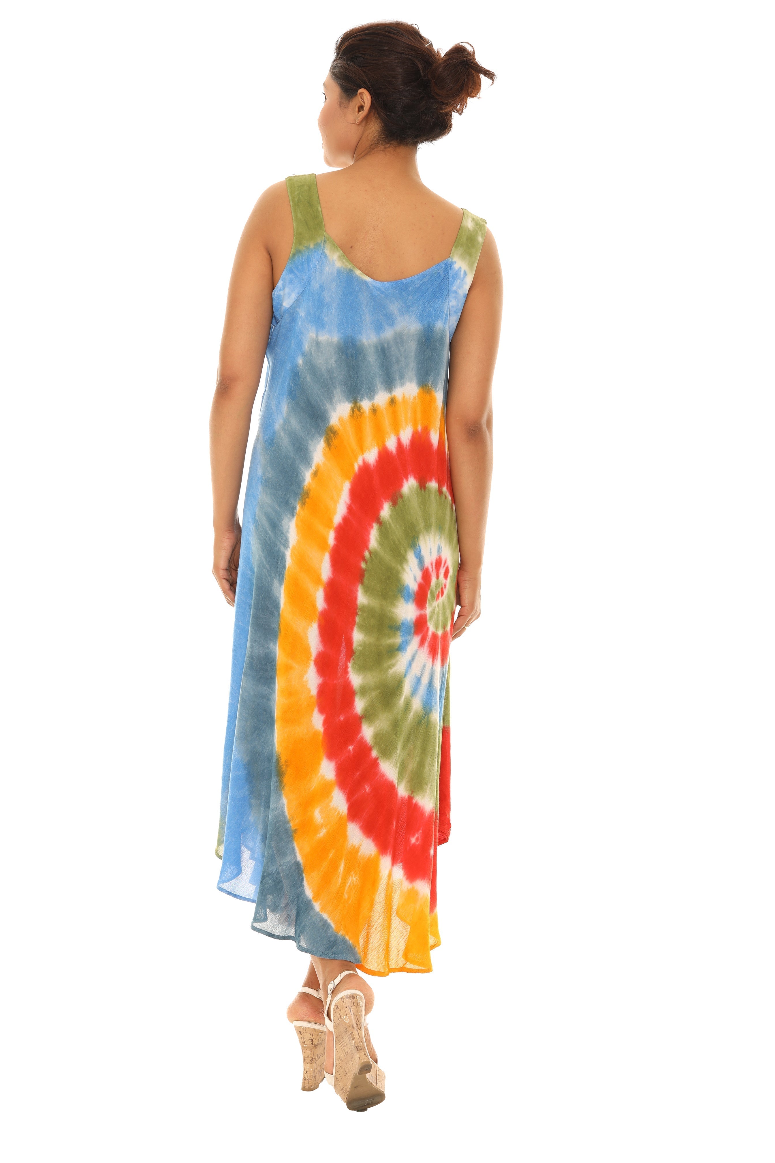 Spiral Tie Dye Sleeveless Long Sundress - Shoreline Wear, Inc.