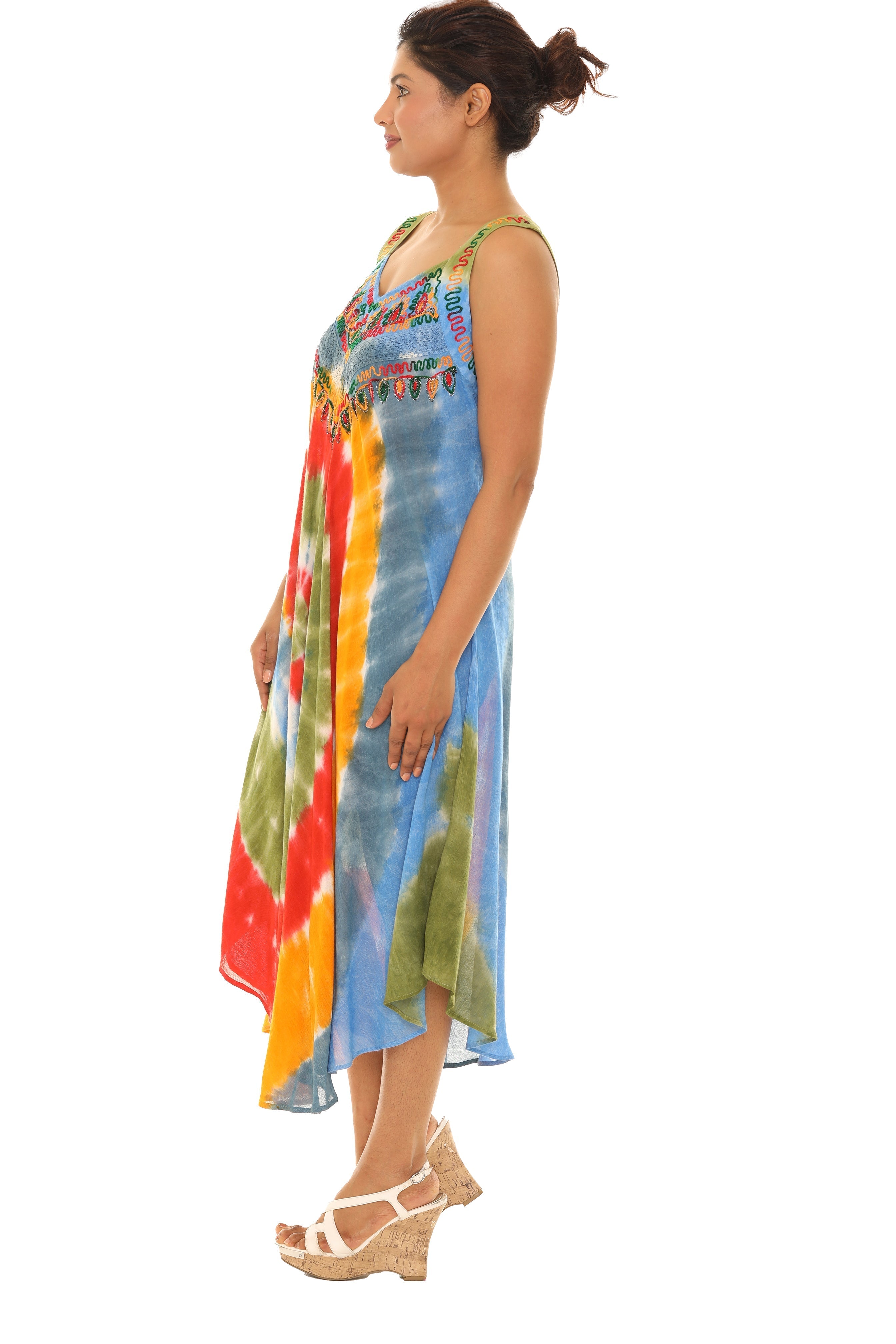 Spiral Tie Dye Sleeveless Long Sundress - Shoreline Wear, Inc.