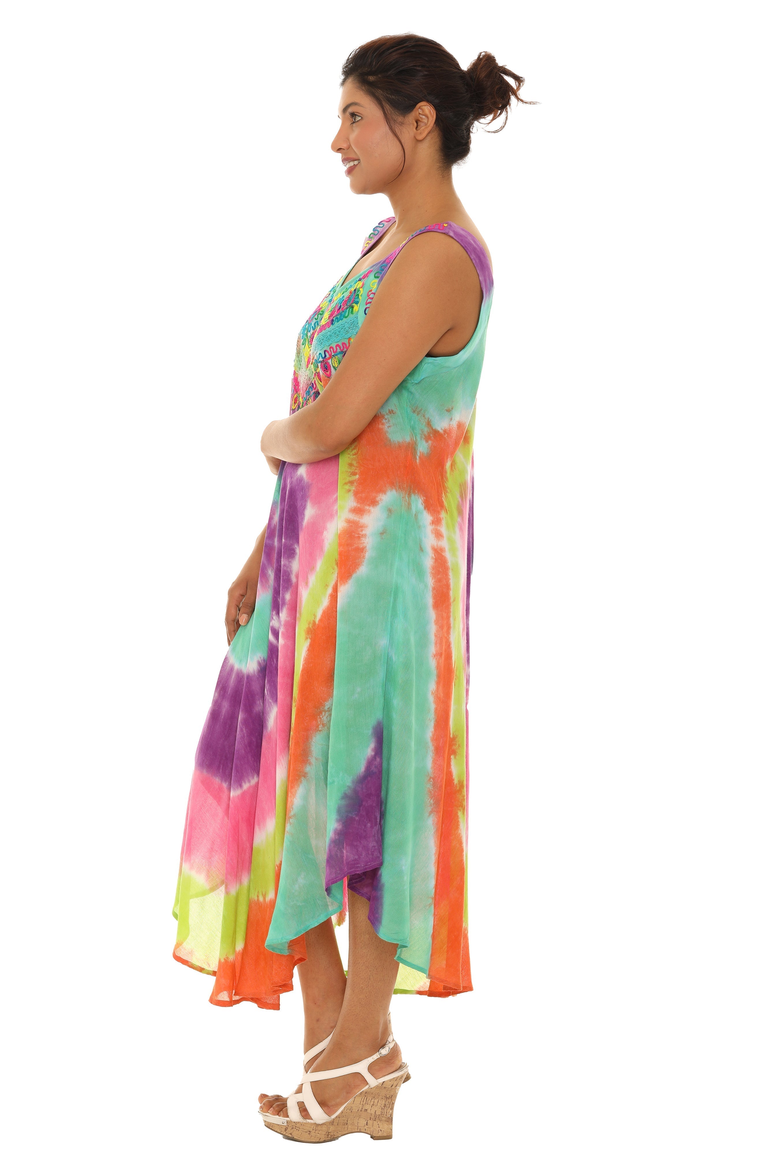 Spiral Tie Dye Sleeveless Long Sundress - Shoreline Wear, Inc.