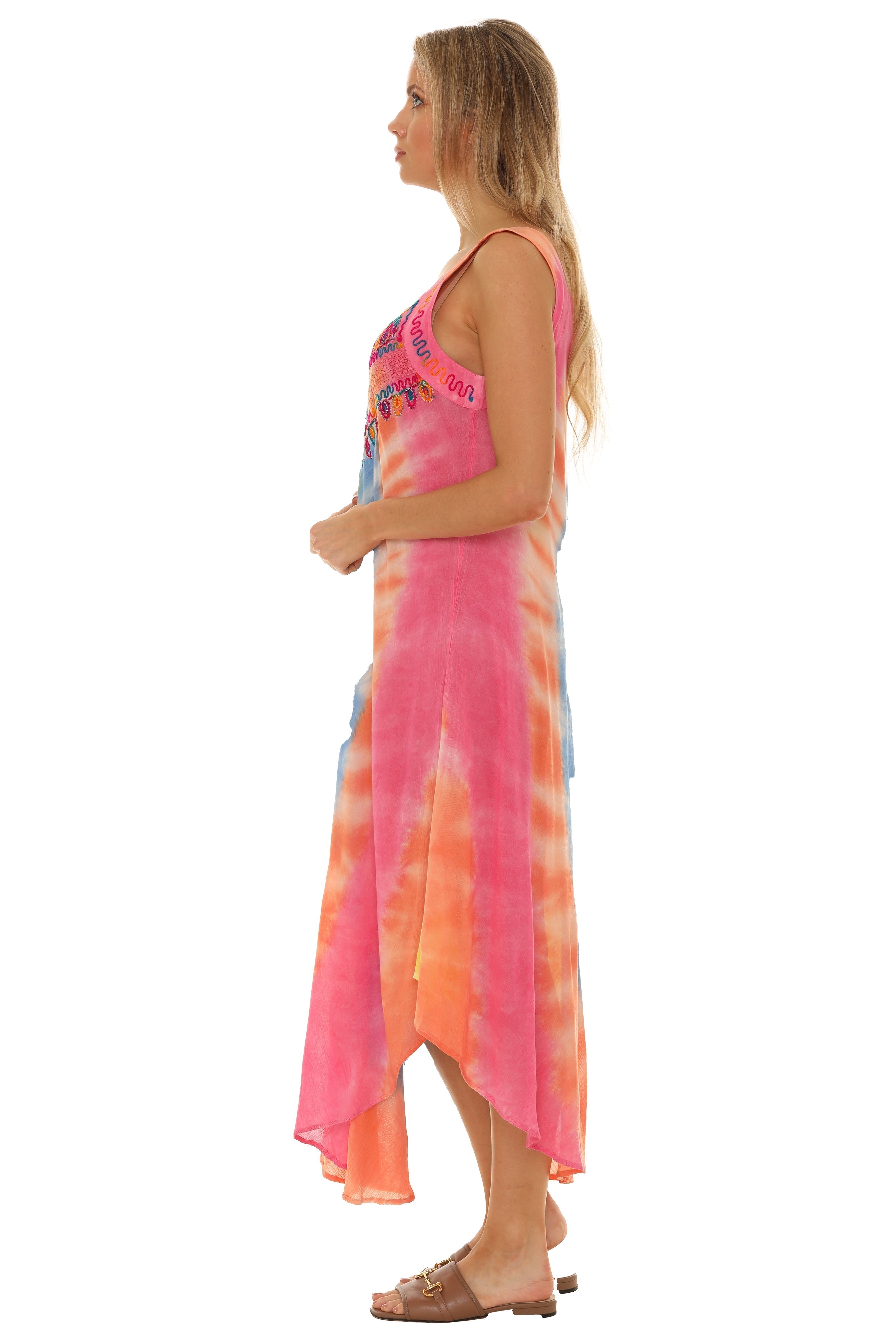 Spiral Tie Dye Sleeveless Long Sundress - Shoreline Wear, Inc.