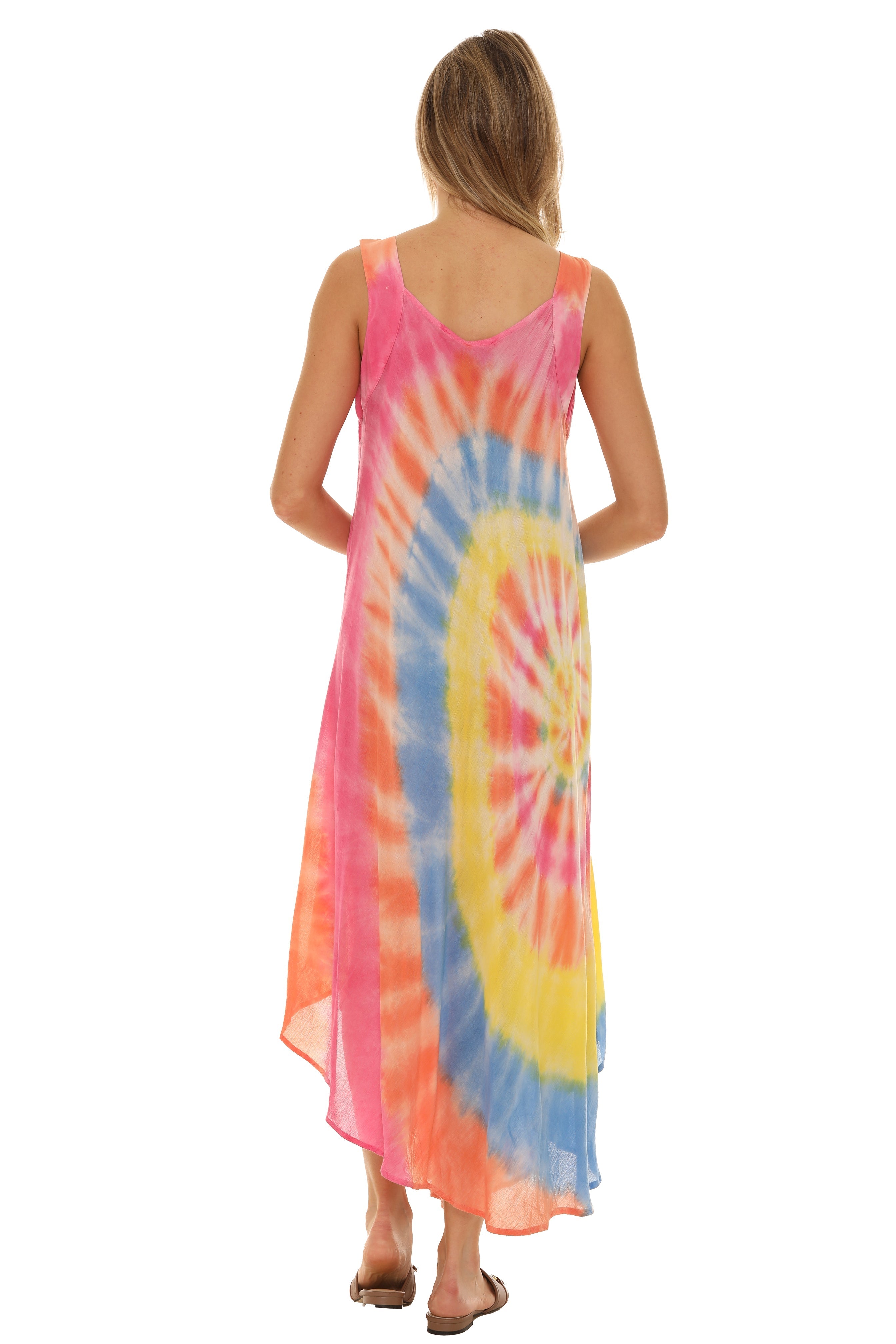 Spiral Tie Dye Sleeveless Long Sundress - Shoreline Wear, Inc.