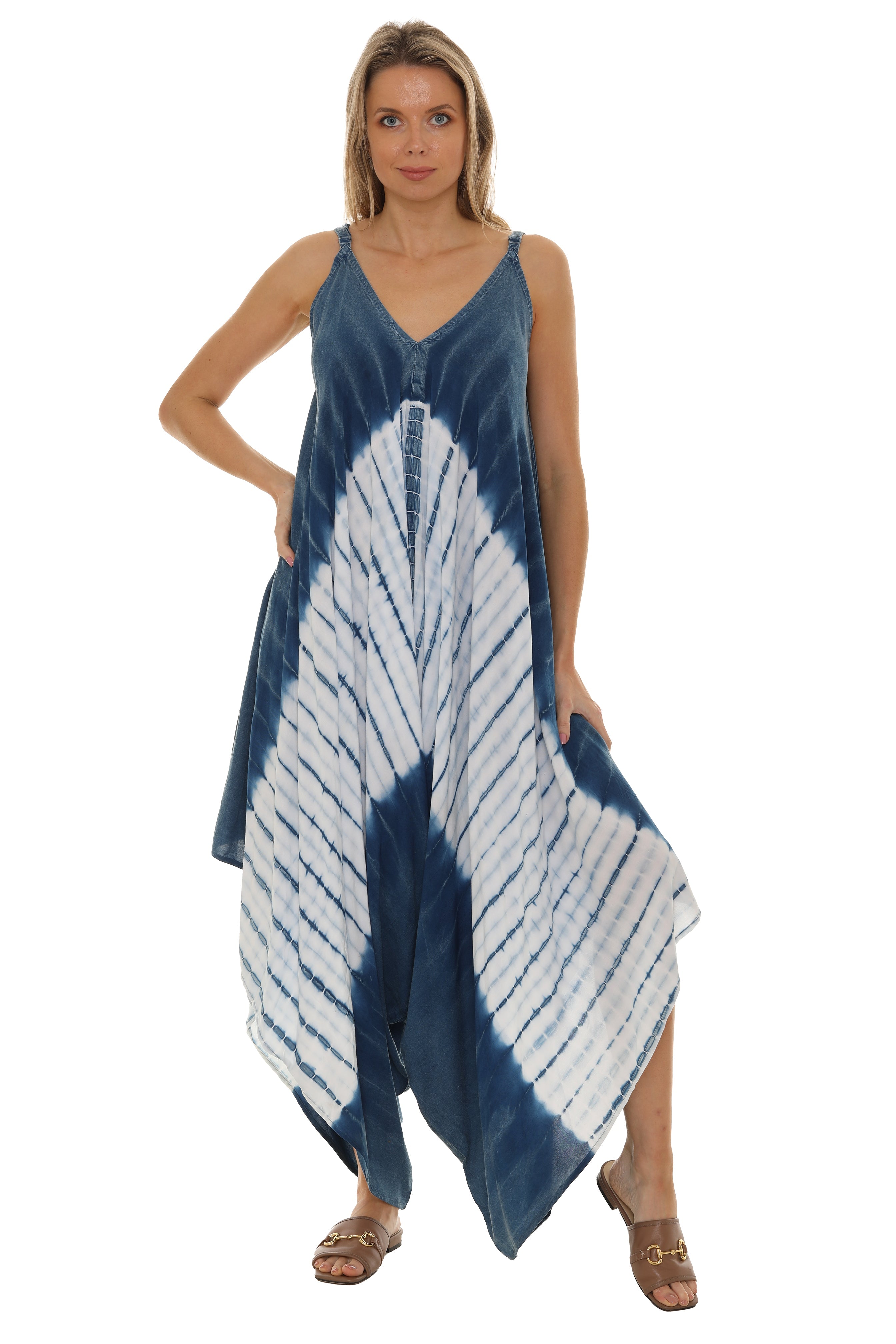 Tie-Dye Wide Leg Harem Jumpsuit - Shoreline Wear, Inc.