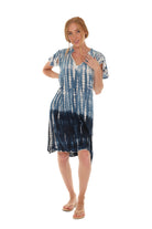 Tie Dye V-Neck Tie Cap-Sleeves Dress - Shoreline Wear, Inc.