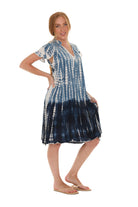 Tie Dye V-Neck Tie Cap-Sleeves Dress - Shoreline Wear, Inc.