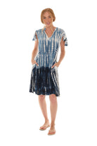 Tie Dye V-Neck Tie Cap-Sleeves Dress - Shoreline Wear, Inc.