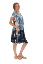 Tie Dye V-Neck Tie Cap-Sleeves Dress - Shoreline Wear, Inc.