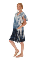 Tie Dye V-Neck Tie Cap-Sleeves Dress - Shoreline Wear, Inc.