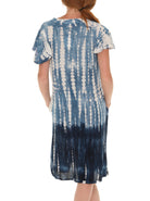 Tie Dye V-Neck Tie Cap-Sleeves Dress - Shoreline Wear, Inc.