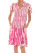 Tie Dye V-Neck Tie Cap-Sleeves Dress - Shoreline Wear, Inc.