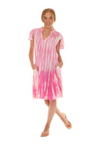 Tie Dye V-Neck Tie Cap-Sleeves Dress - Shoreline Wear, Inc.