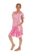 Tie Dye V-Neck Tie Cap-Sleeves Dress - Shoreline Wear, Inc.