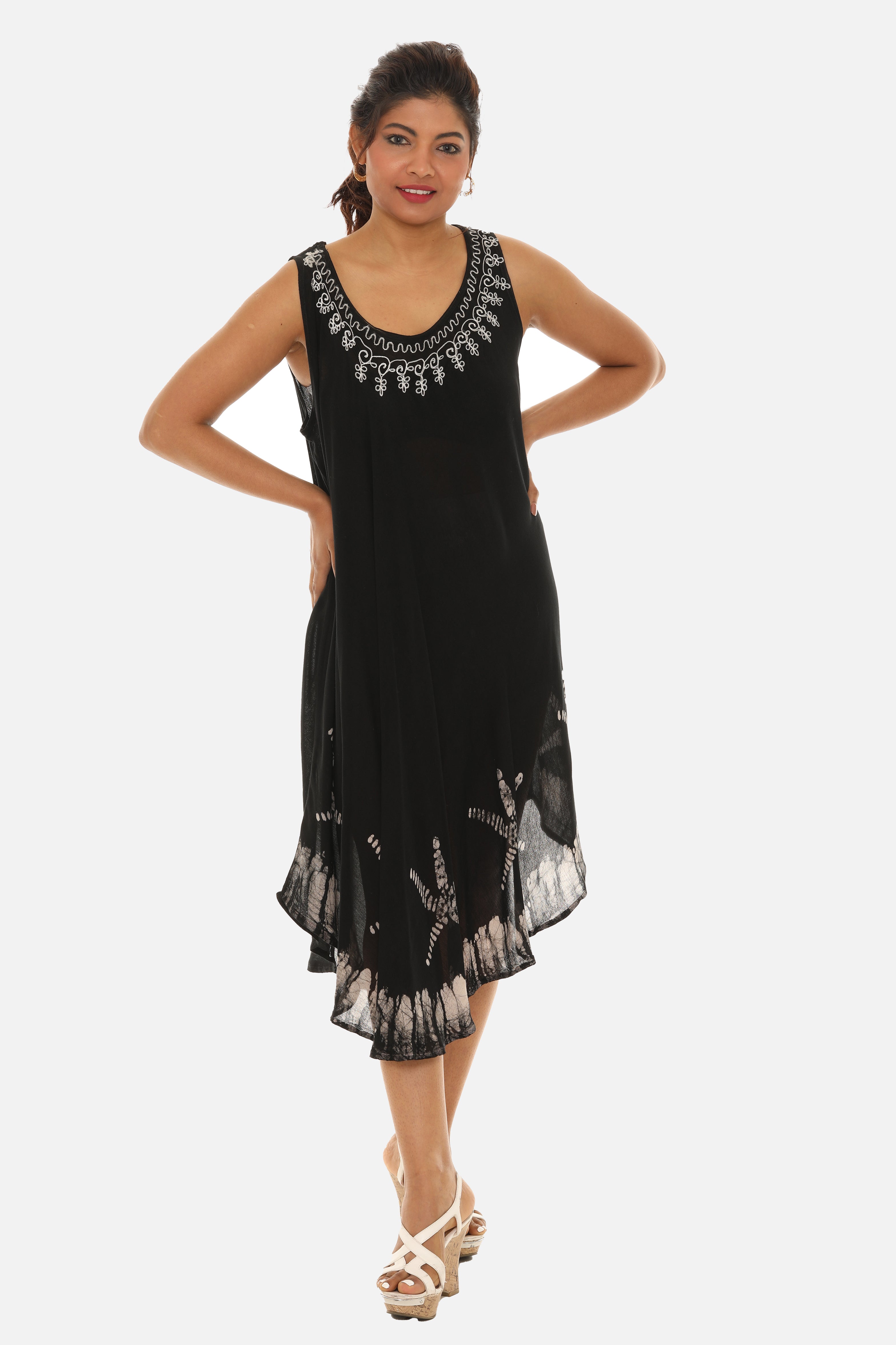 Starfish Batik Asymmetrical Hem Shift Dress