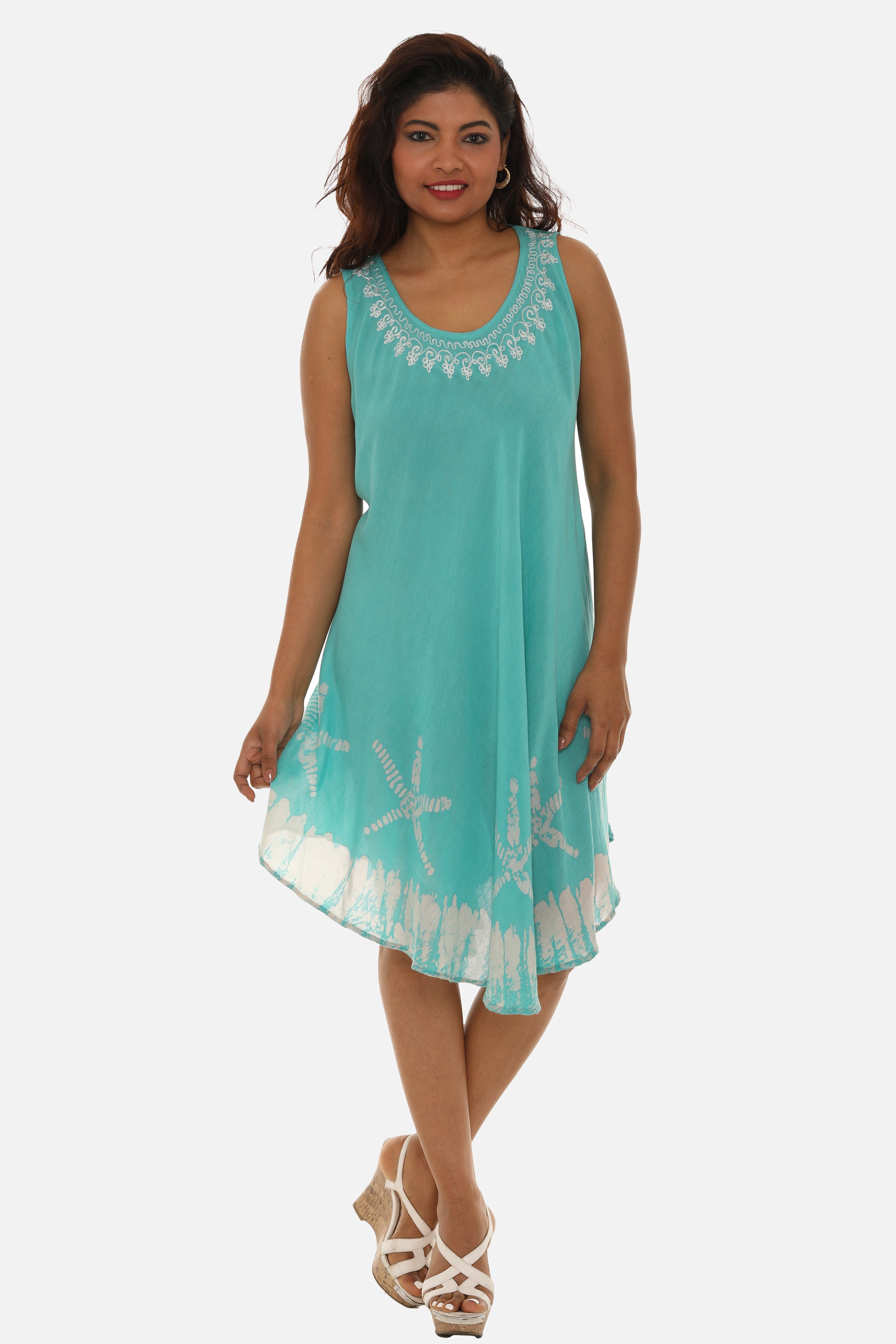 Starfish Batik Asymmetrical Hem Shift Dress