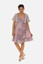 Short Sleeve V-Neck Floral Dress - Charming Charlie