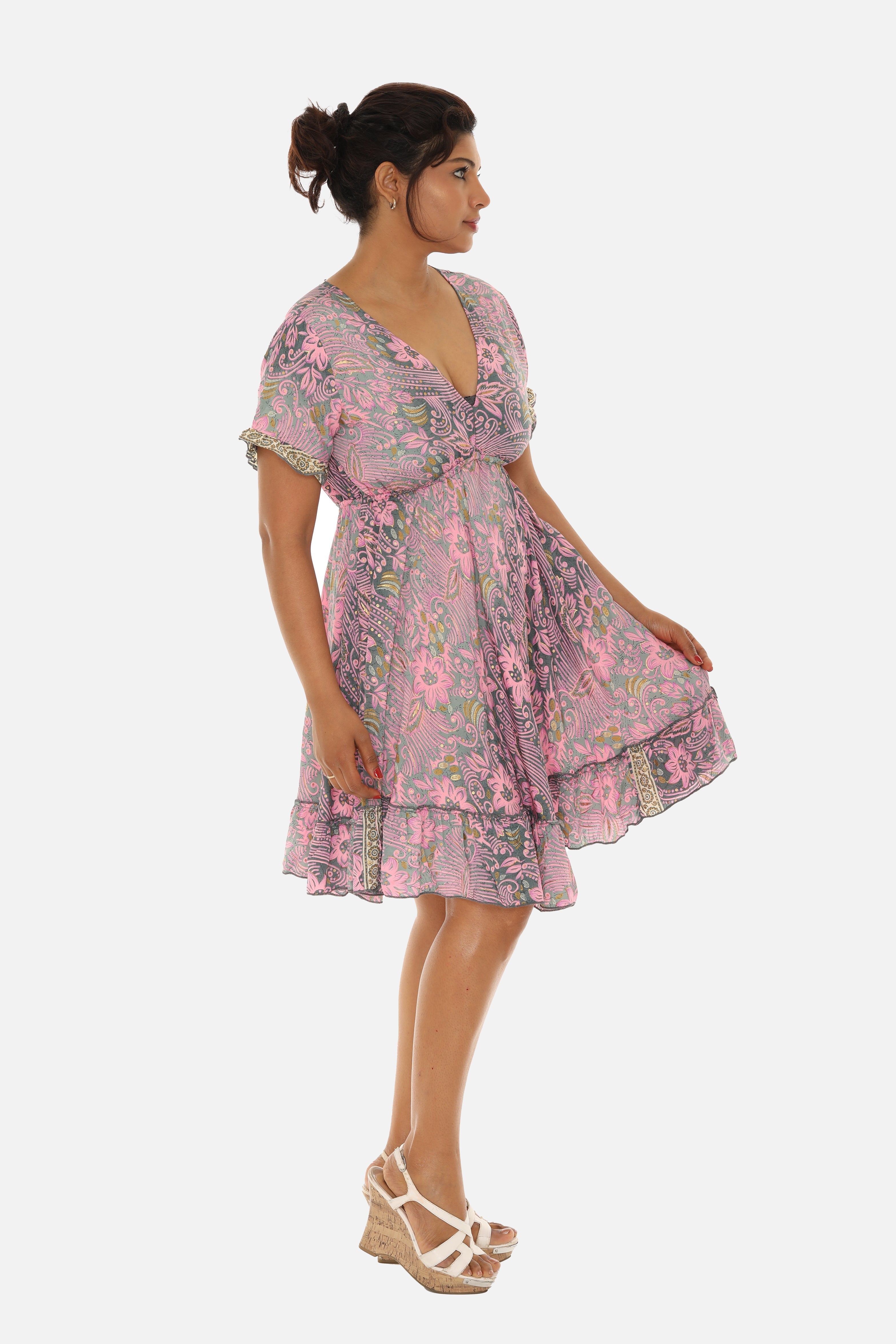 Short Sleeve V-Neck Floral Dress - Charming Charlie
