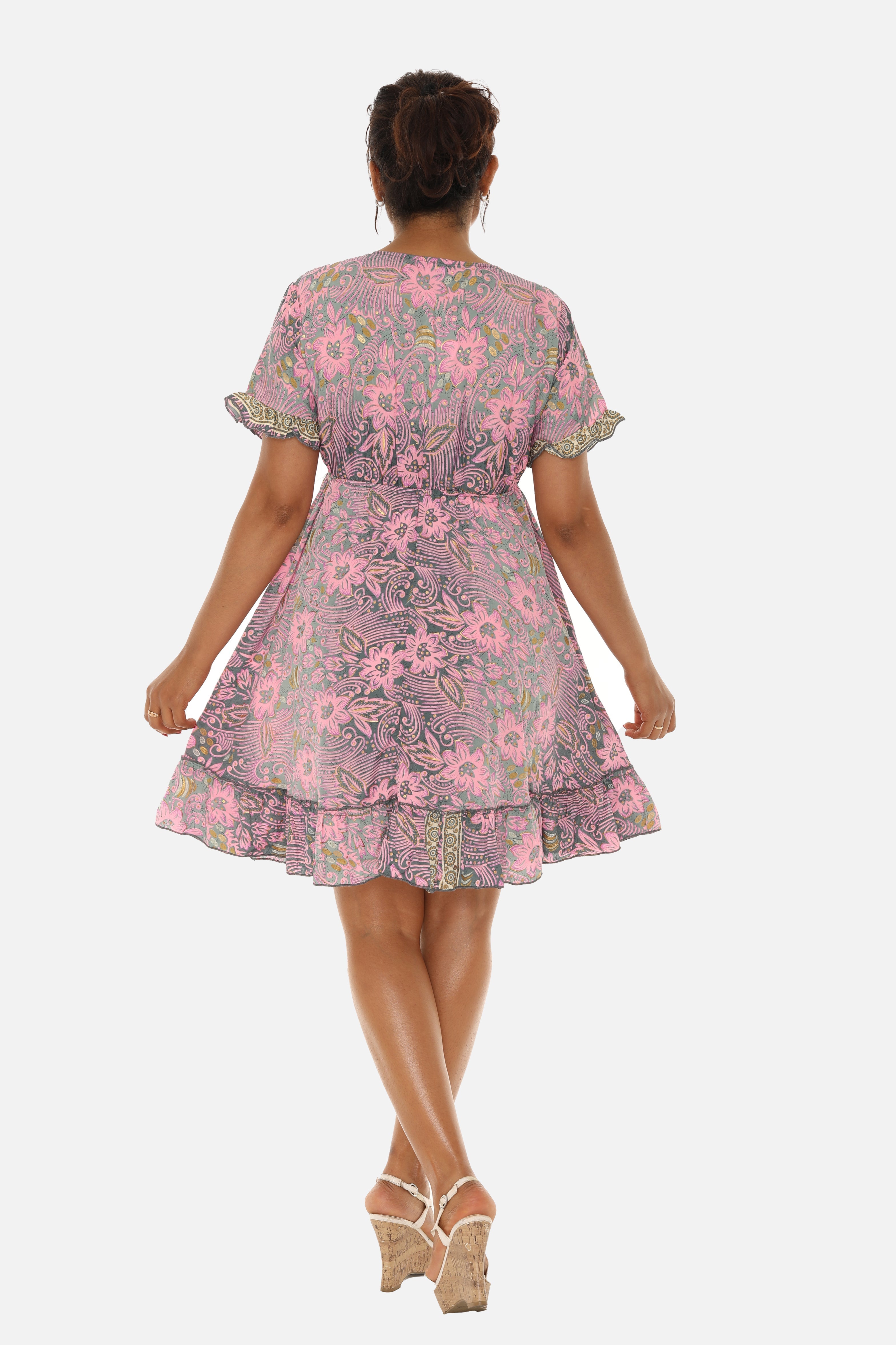 Short Sleeve V-Neck Floral Dress - Charming Charlie