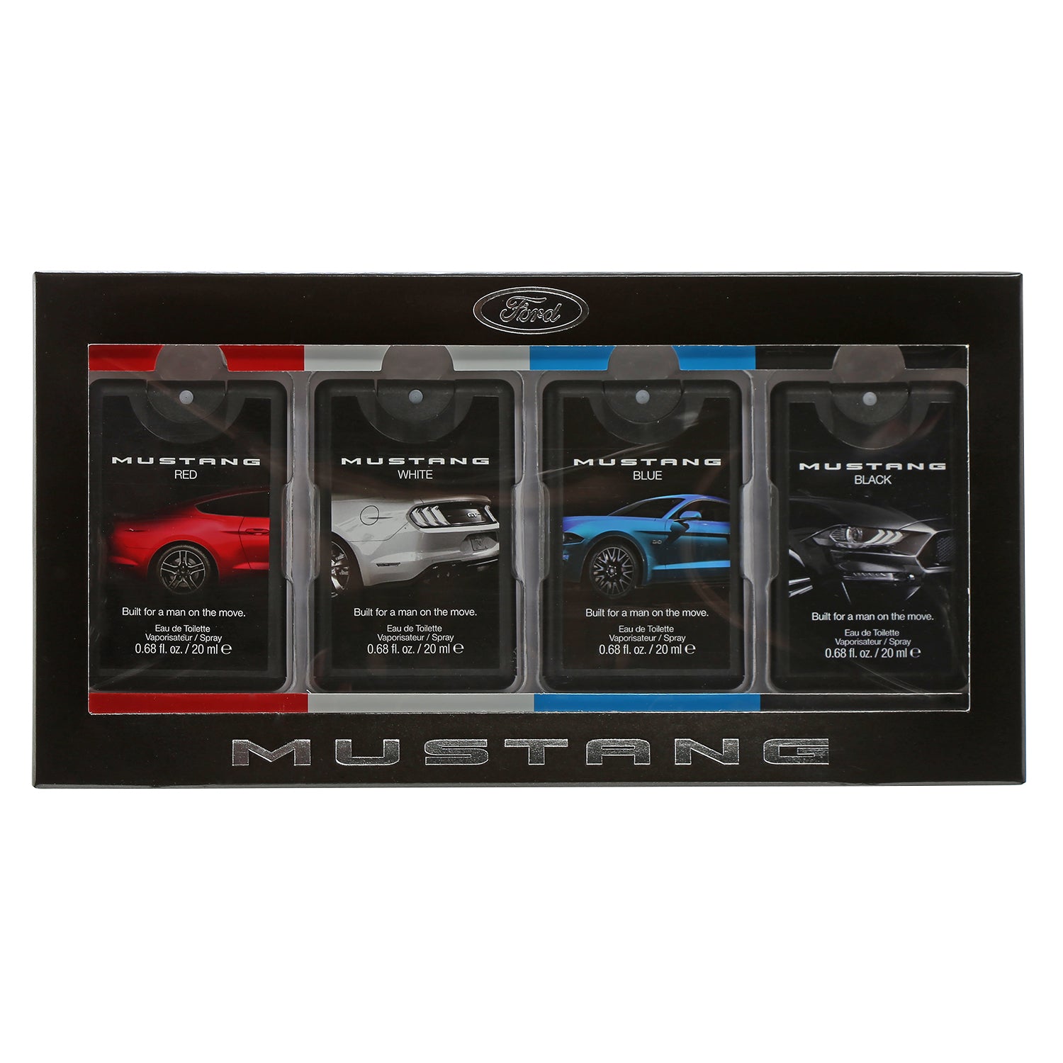 COFFRET MUSTANG 4 PC .68 OZ POCKET SPRAY, RED/WHITE/BLUE/BLACK - Charming Charlie