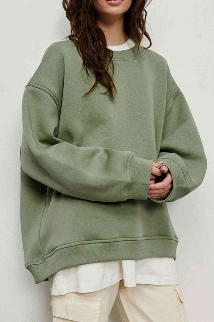 Heart Round Neck Dropped Shoulder Sweatshirt main image 0