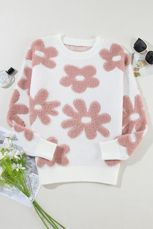 LOW RESOLUTION FLOWER KNIT TOP アイボリー LOW RESOLUTION FLOWER KNIT TOP