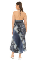 Peacock Pleated Maxi Halter Dress - Shoreline Wear, Inc.