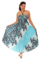 Peacock Pleated Maxi Halter Dress - Shoreline Wear, Inc.