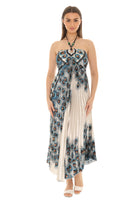 Peacock Pleated Maxi Halter Dress - Shoreline Wear, Inc.