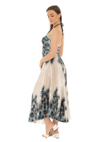 Peacock Pleated Maxi Halter Dress - Shoreline Wear, Inc.