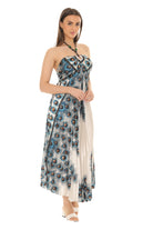 Peacock Pleated Maxi Halter Dress - Shoreline Wear, Inc.