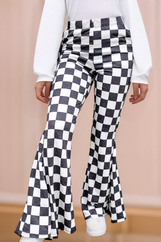 Checkered High Rise Flared Pants - Charming Charlie