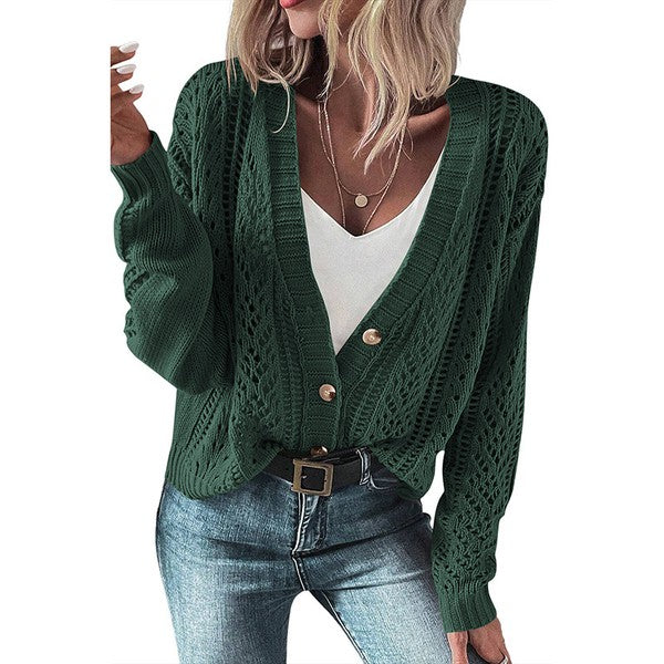 Women Open Knit Drop Shoulder Sweater Cardigan – Charming Charlie