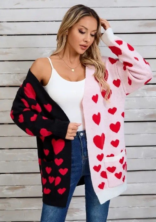 Two Tone Heart Cardigan - Charming Charlie