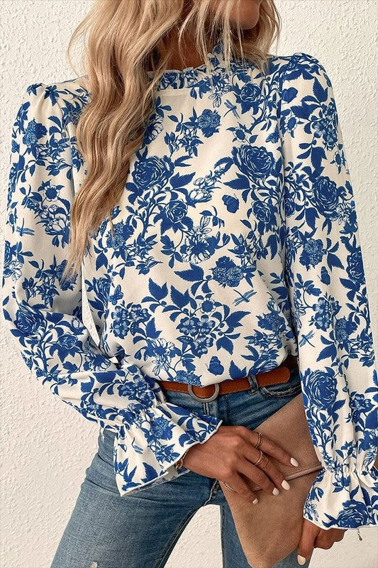 Women Floral Print Flounce Sleeve Keyhole Blouse Charming Charlie Women Floral Print Flounce Sleeve Keyhole Blouse Charming Charlie