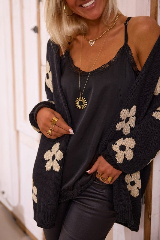 Women Floral Print Knitted Open Front Cardigan – Charming Charlie