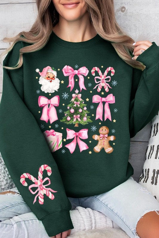 Coquette Pink Christmas Graphic Fleece Sweatshirts - Charming Charlie