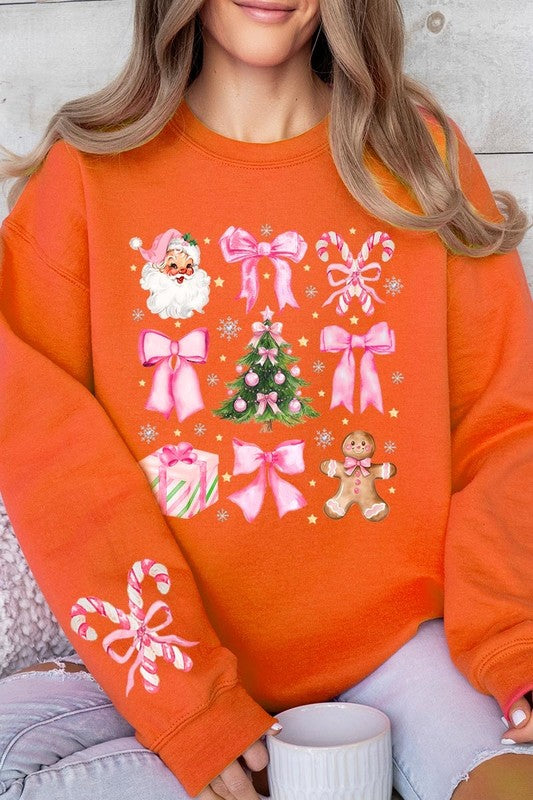 Coquette Pink Christmas Graphic Fleece Sweatshirts - Charming Charlie