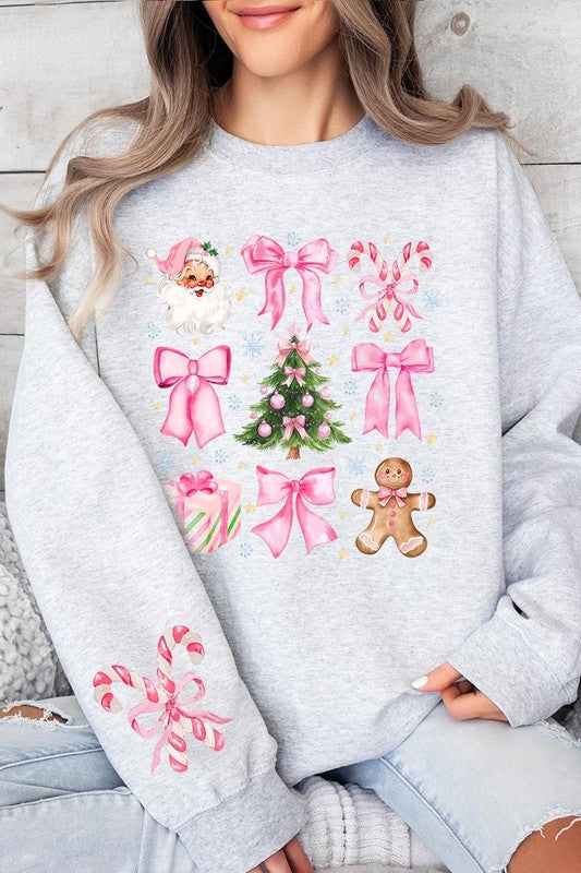 Coquette Pink Christmas Graphic Fleece Sweatshirts - Charming Charlie