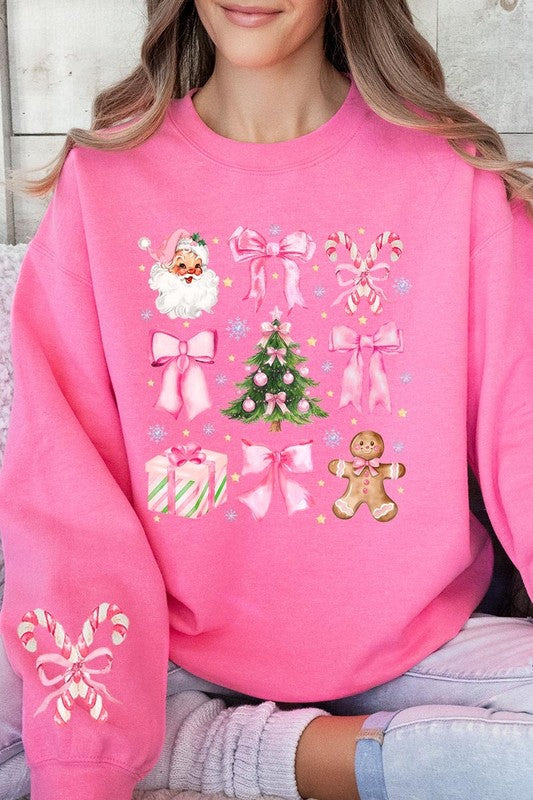 Coquette Pink Christmas Graphic Fleece Sweatshirts - Charming Charlie