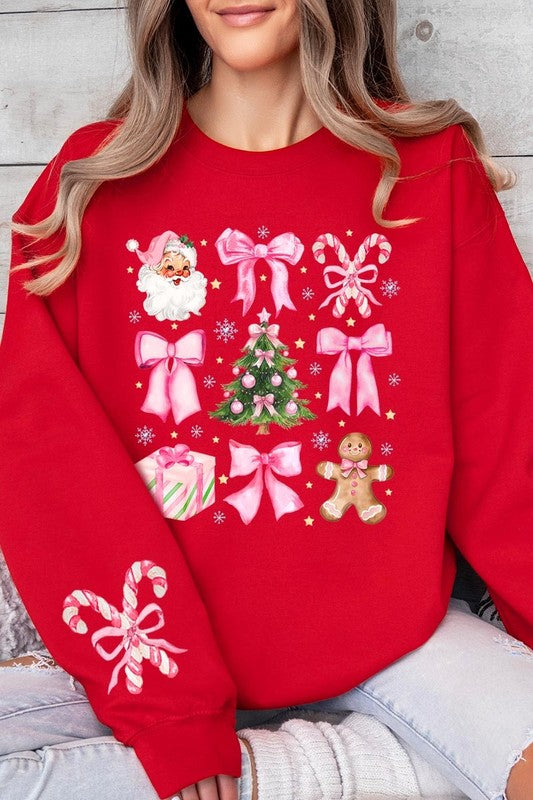 Coquette Pink Christmas Graphic Fleece Sweatshirts - Charming Charlie