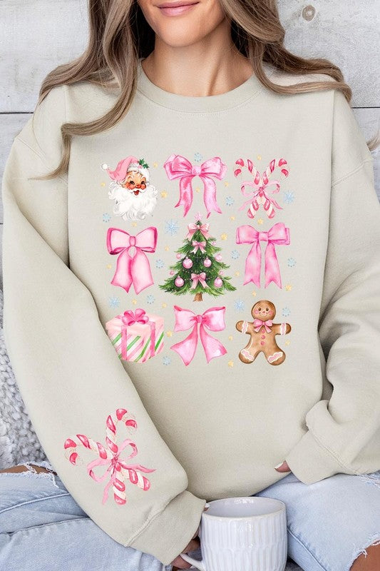 Coquette Pink Christmas Graphic Fleece Sweatshirts - Charming Charlie