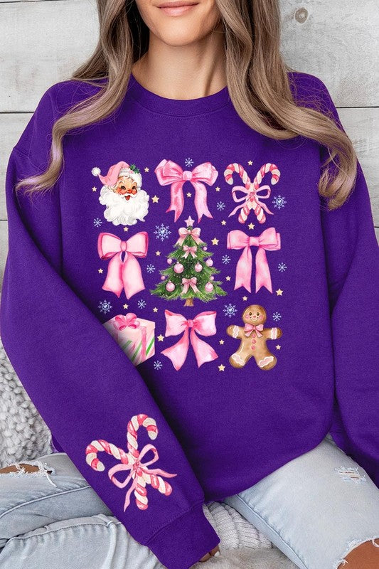 Coquette Pink Christmas Graphic Fleece Sweatshirts - Charming Charlie