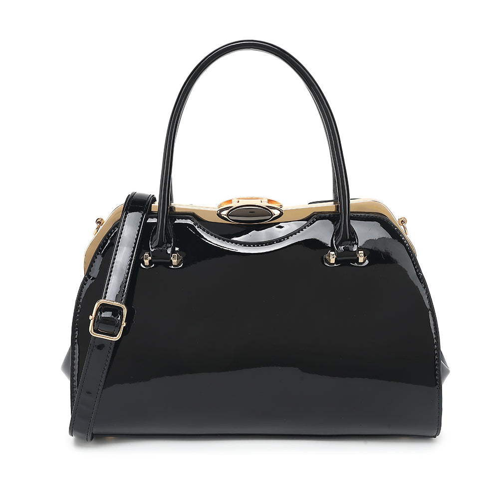 Patent Leather Frame Satchel - Charming Charlie