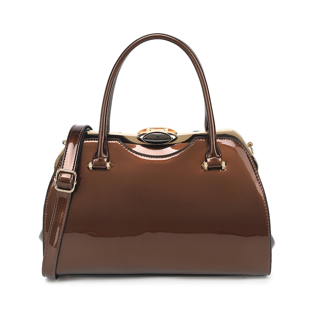 Patent Leather Frame Satchel - Charming Charlie