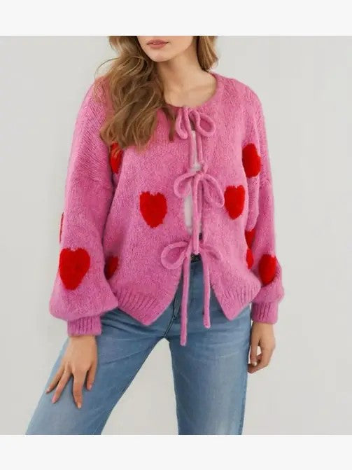 Front tie heart cardigan - Charming Charlie