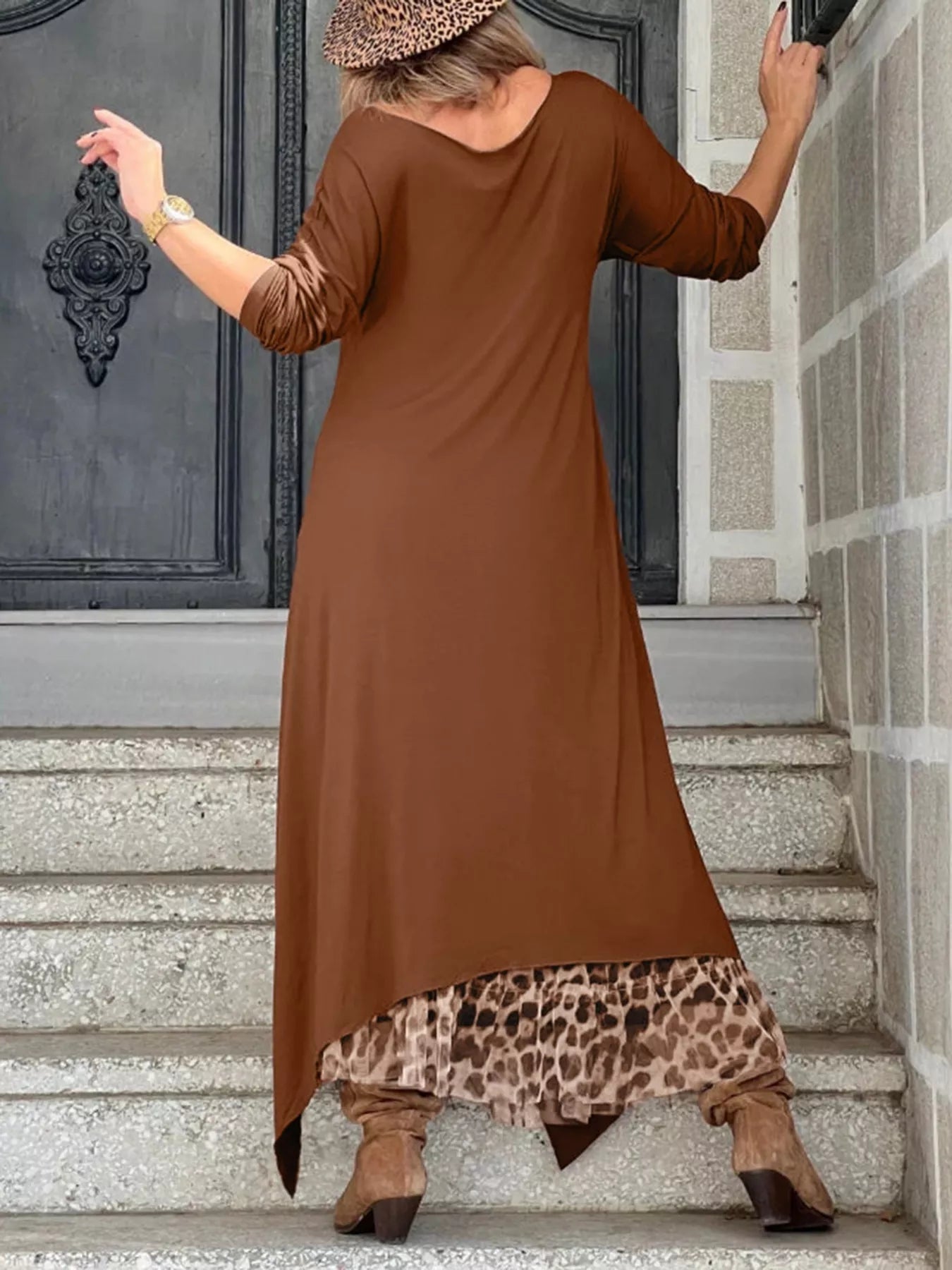 navy blue dress for baby girl Liu Jo Leopard Print Asymmetric Dress main image 1