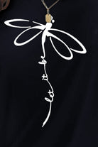 Dragonfly Graphic Round Neck Short Sleeve T-Shirt - Charming Charlie