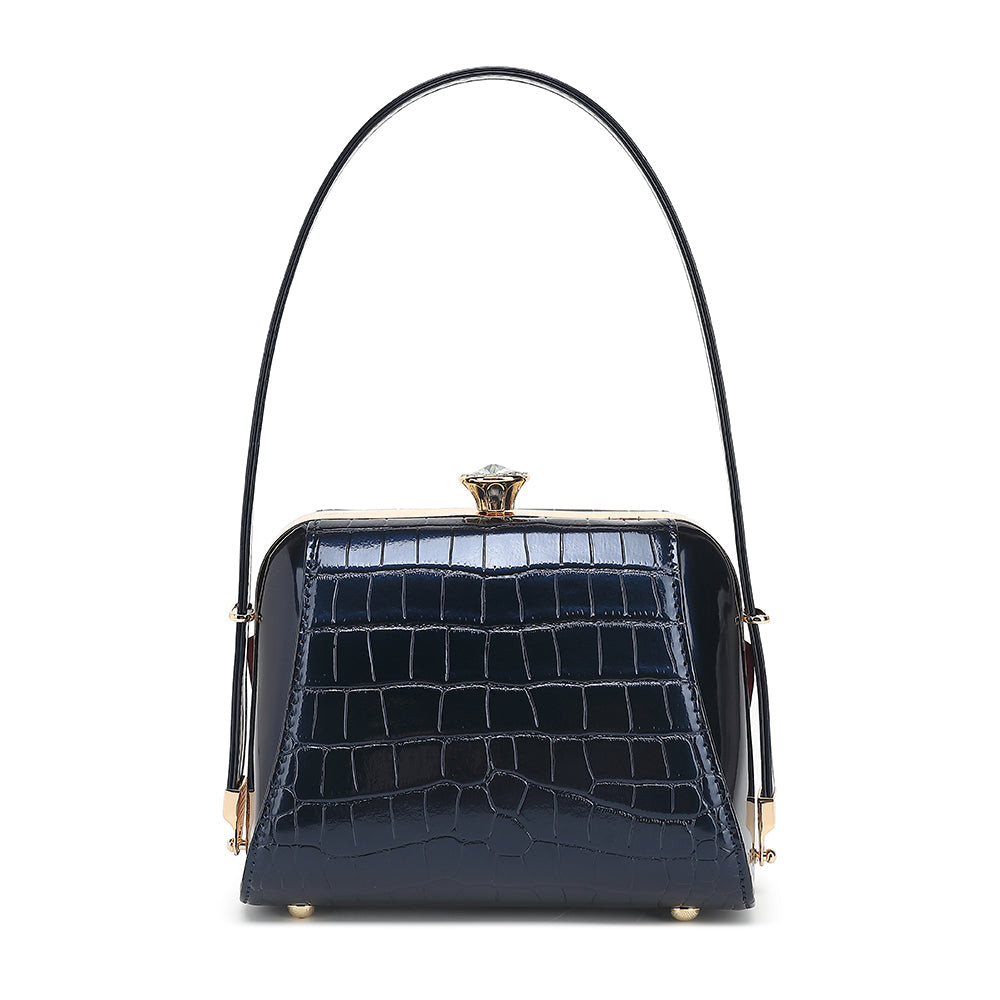 Small Croco Patent Leather Frame Satchel - Charming Charlie